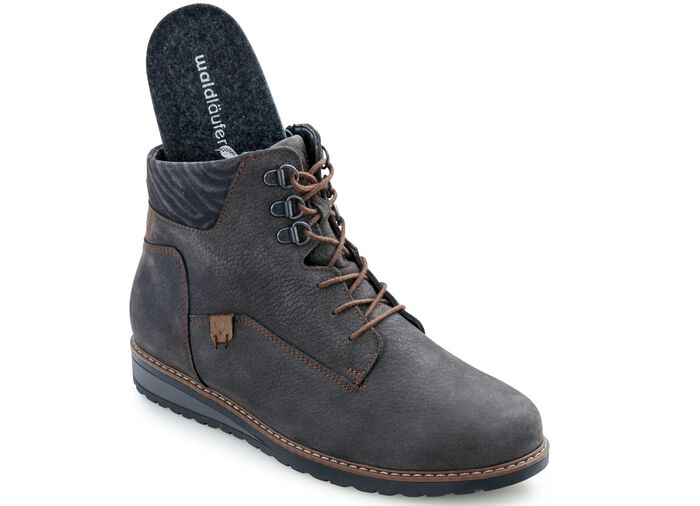 Waldl&auml;ufer veterlaarzen met warme voering van puur katoen STEENGRIJS