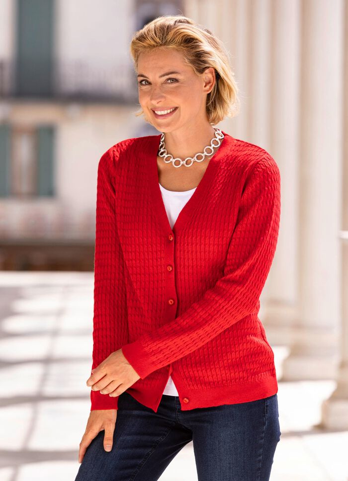 Vest met kabelpatroon ROOD