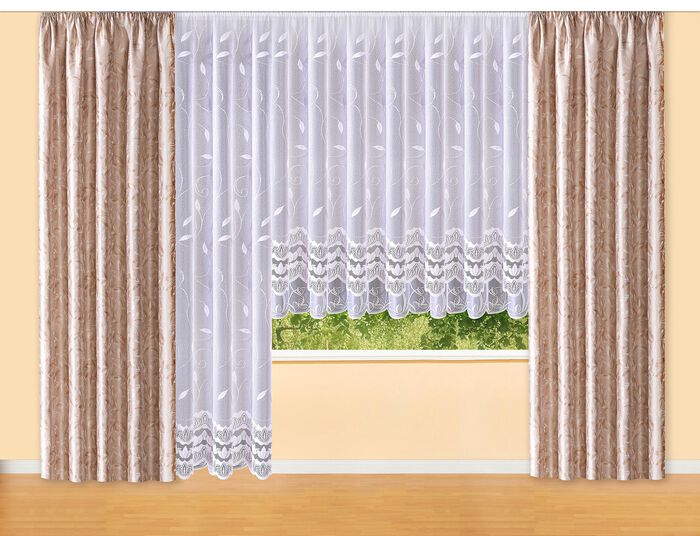 Licht gebloemd raamgordijn 