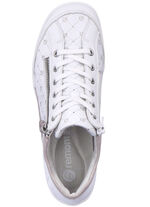 Remonte veterlaarsje van bedrukt en glanzend metallic synthetisch materiaal WIT-POEDERROZE