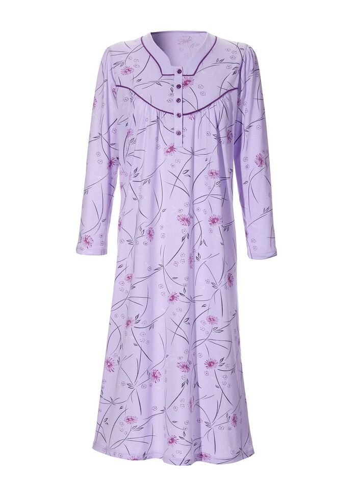 nachthemd met lange mouwen en knoopsluiting 