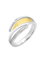 Moderne damesring in bicolor met zirkonia 