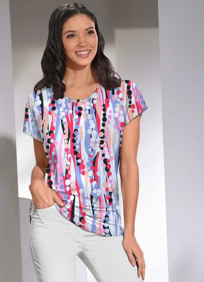 Fijngebreide trui ECRU-KORAAL-MULTICOLOR