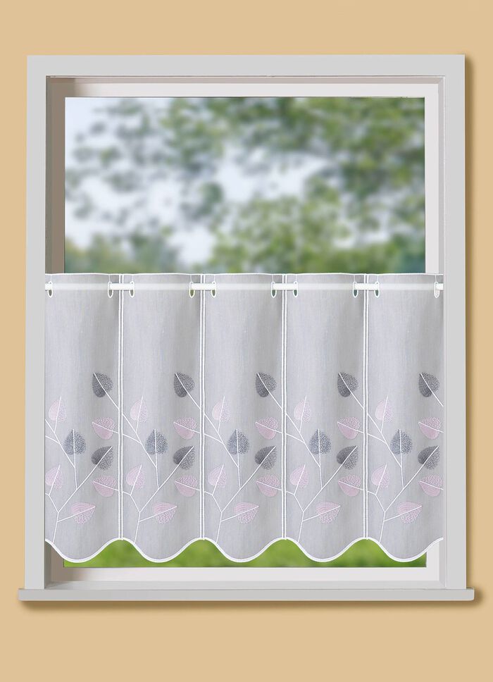 Fijn geborduurd klein raamgordijn 