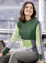 trui met parelkwastje GROEN-PISTACHEGRIJS