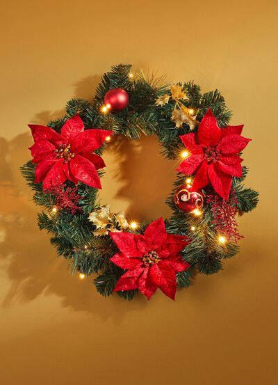 Verlichte dennenkrans met timerfunctie 