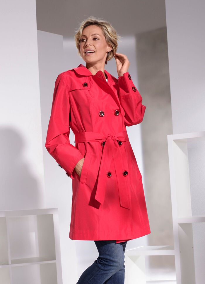 Trenchcoat met riem in 2 kleuren ROOD