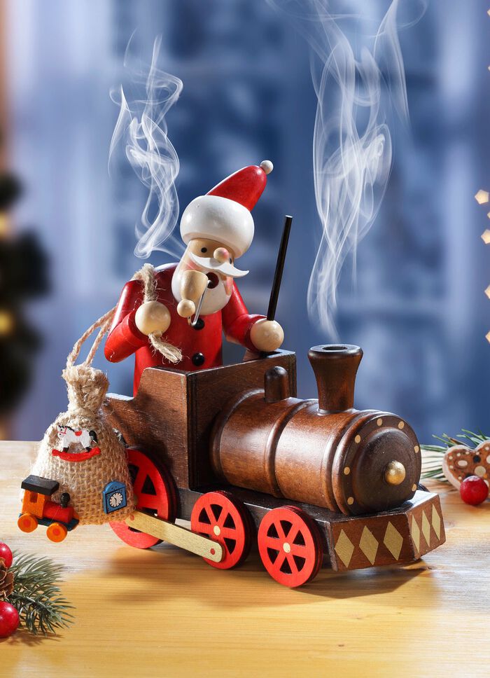 Houten Kerstman rokende figuur 