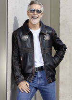 Leren blouson met patches 