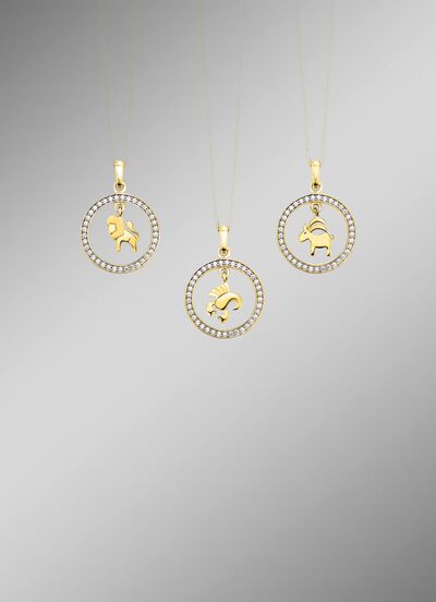 Gouden dierenriemhanger met zirkonia 