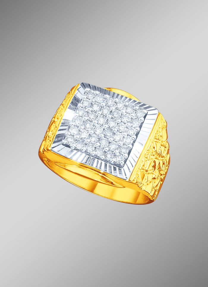 Herenring in bicolor met briljanten 