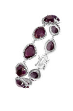 Armband met echte robijn en echte witte topaas 