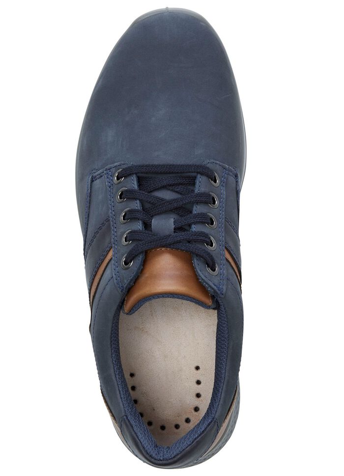 GINO GALANTE, comfortabele heren veterschoenen, breedte K, met uitneembaar voetbed MARINE-COGNAC