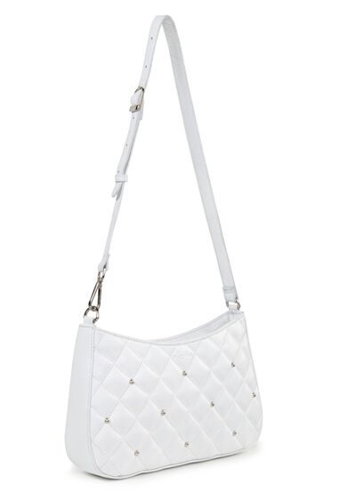 Laurina tas met trendy quilting en decoratieve klinknagels 