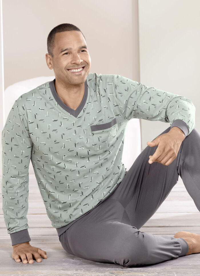 Twee-pack pyjama's met V-hals en omslagranden 