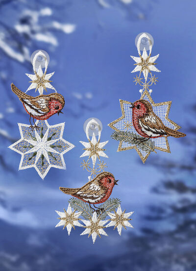 Raamfoto, set van 3, gemaakt van echt Plauen kant 