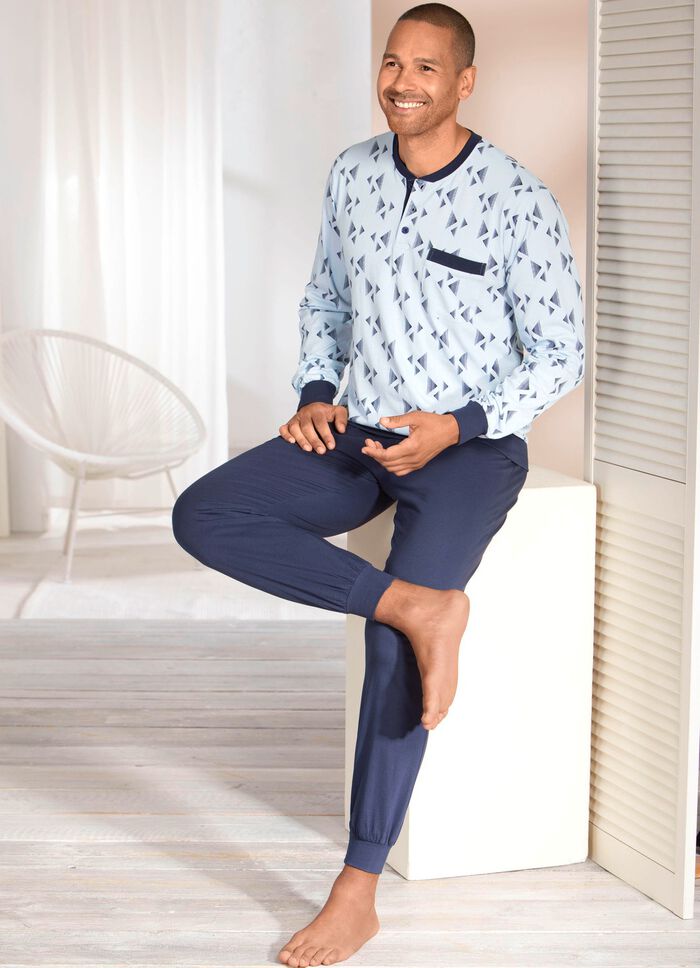 Set van twee pyjama's met knoopsluiting en manchetten 