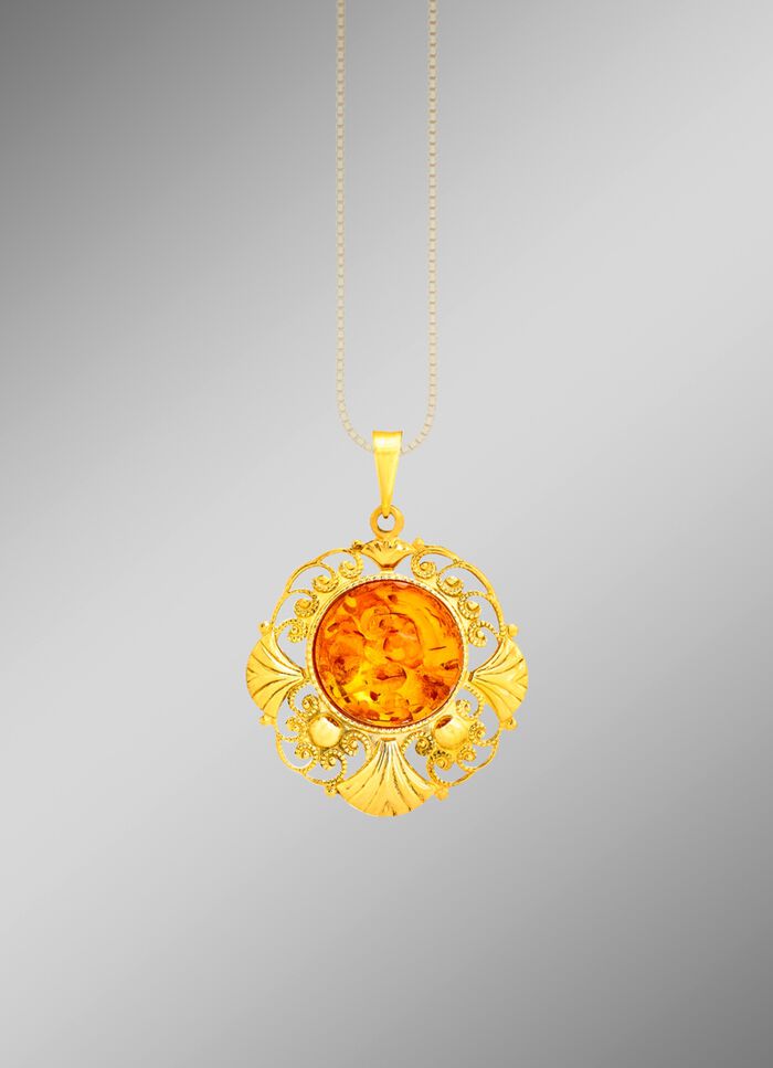 Filigraan hanger met echte barnsteen 