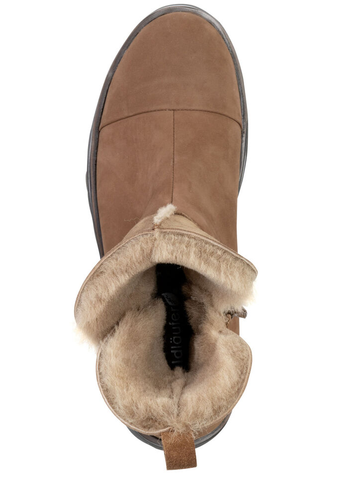 Waldl&auml;ufer enkellaarsjes met gezellige lamsvachtkraag BRUIN