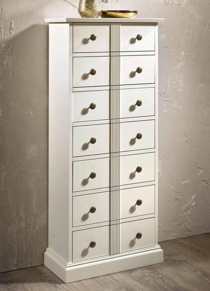 Gedeeltelijk massieve ladekastserie met echt houtfineer 