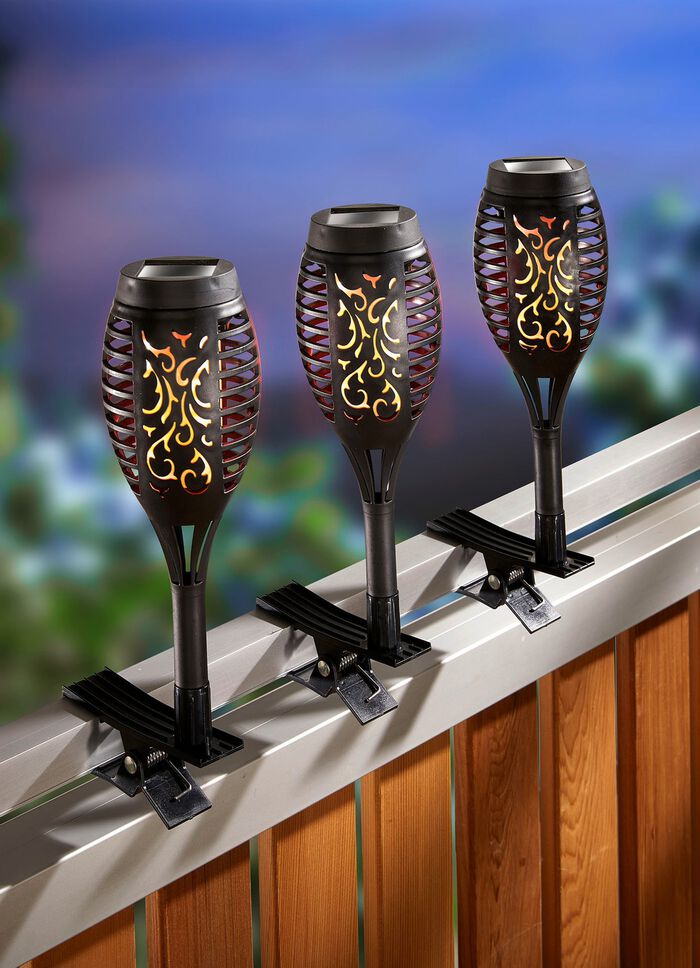 Zaklamp op zonne-energie, set van 3, om vast te klemmen of in te steken 