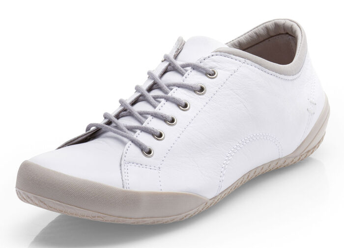 Andrea Conti, klassieke dames veterschoen, met uitneembaar leren voetbed WIT