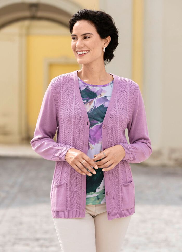 Cardigan met fijne structuurstrepen FLIEDER
