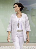 Cardigan met een mix van patronen in een golvend design HELLGRAU