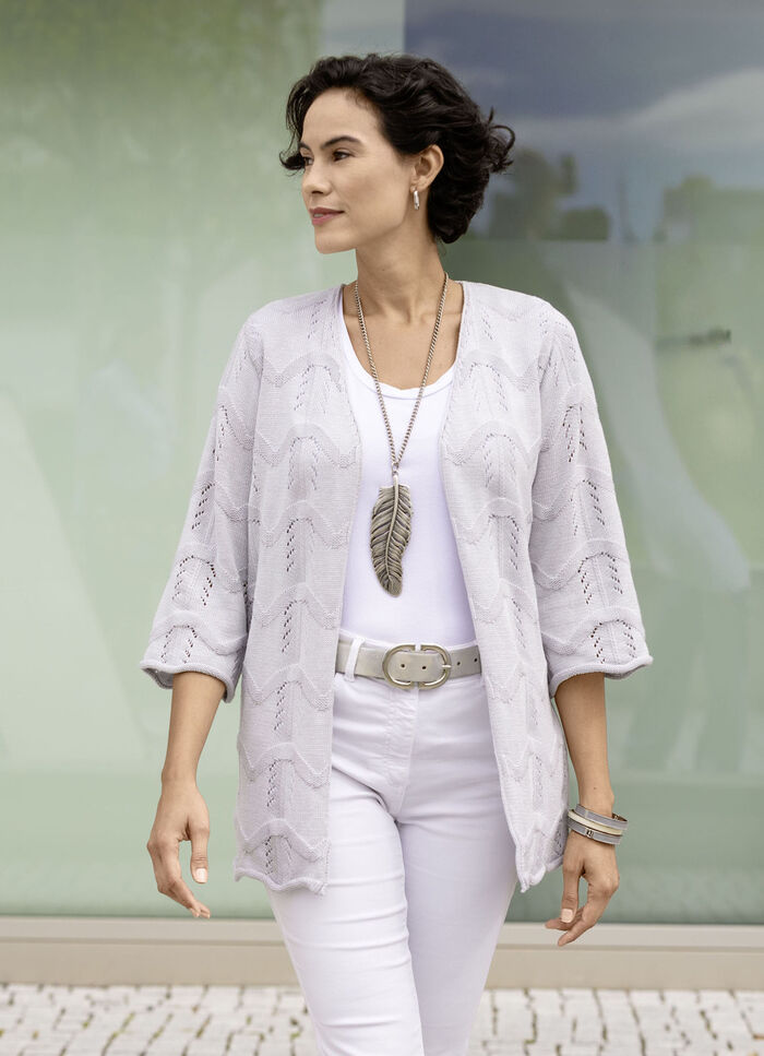 Cardigan met een mix van patronen in een golvend design HELLGRAU