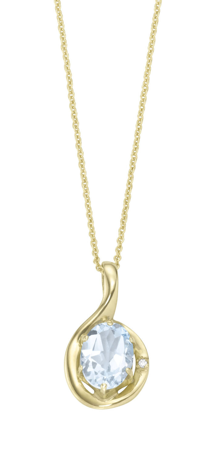 Chique hanger met echte aquamarijn en erwtenketting 