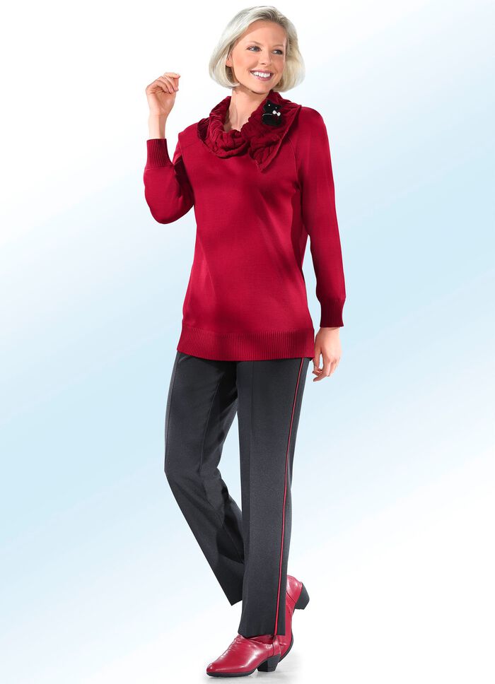 Broek met trendy contrasterende biezen 