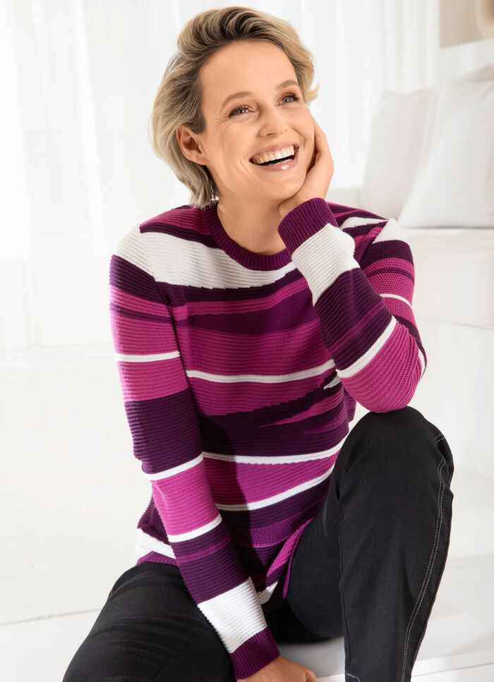 Trui in een elegante mix van patronen BESSENROOD-FUCHSIA-MULTICOLOR