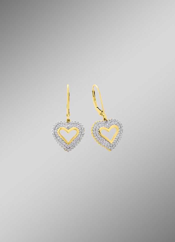 Hartvormige oorbellen met diamanten 