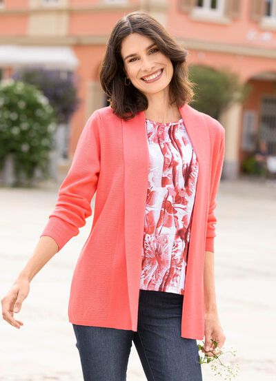 Cardigan met subtiel glanseffect 