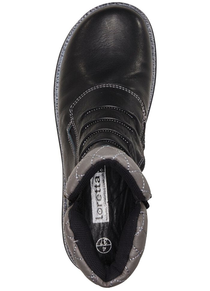 ELENA EDEN laarsje met slimme decoratieve stiksels ZWART-GRIJS