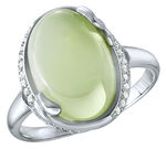 Damesring met echte jade en kunststof. zirkonia 