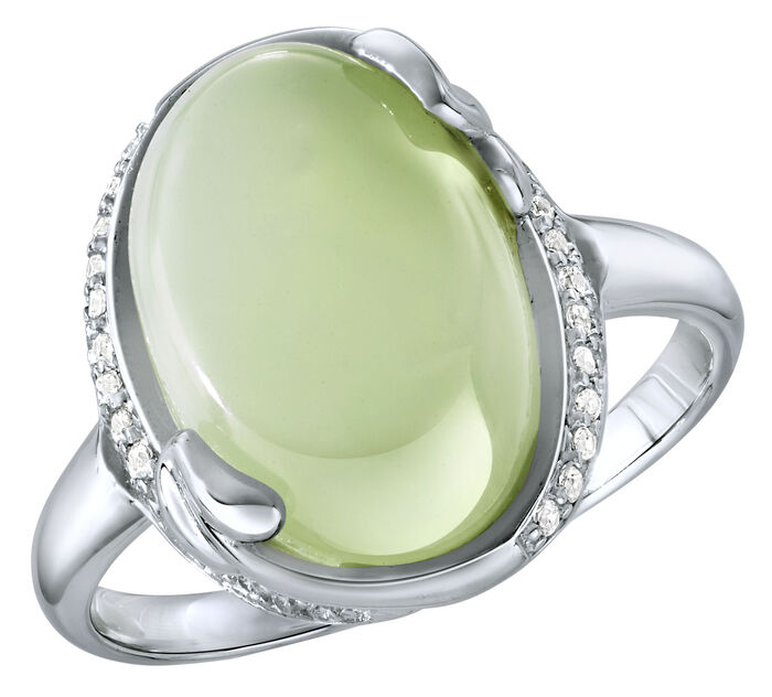 Damesring met echte jade en kunststof. zirkonia 