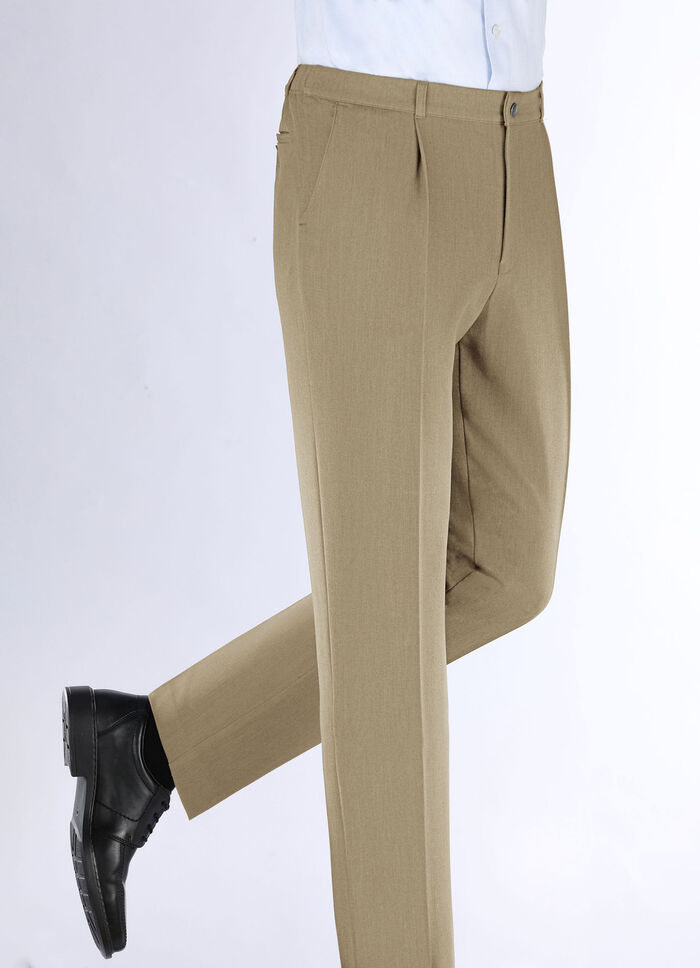 "Klaus Models" broek met plooien in 3 kleuren ZAND GEM&Ecirc;LEERD
