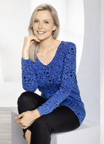 Overhemd met allover patroon in 2 kleuren KONINKLIJK BLAUW-ZWART