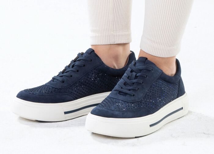 ELENA EDEN sneakers van fijn su&egrave;de MARINE