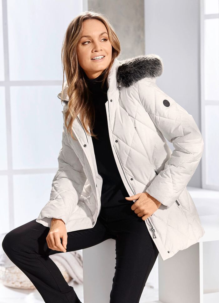 Jas met ritssluiting bij de zijsplitten NATUURLIJK WIT