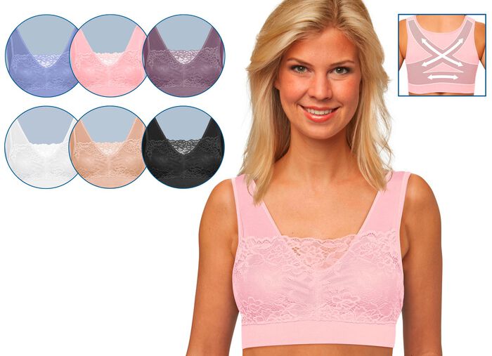 Comfort kanten bh in een set van 3 WIT HUIDKLEURIG ZW