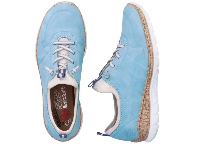 Rieker sneakers met elastische decoratieve vetersluiting LICHTBLAUW-WIT