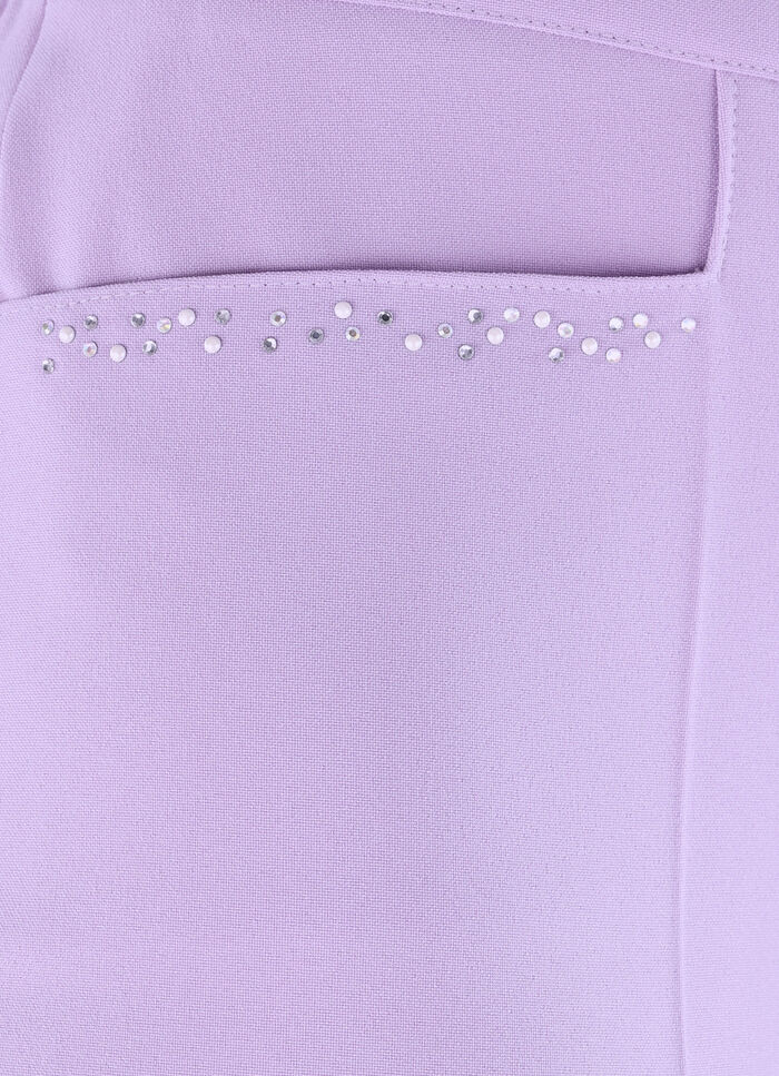 Broek met glinsterende kralen- en glittersteentjesversiering. LILA