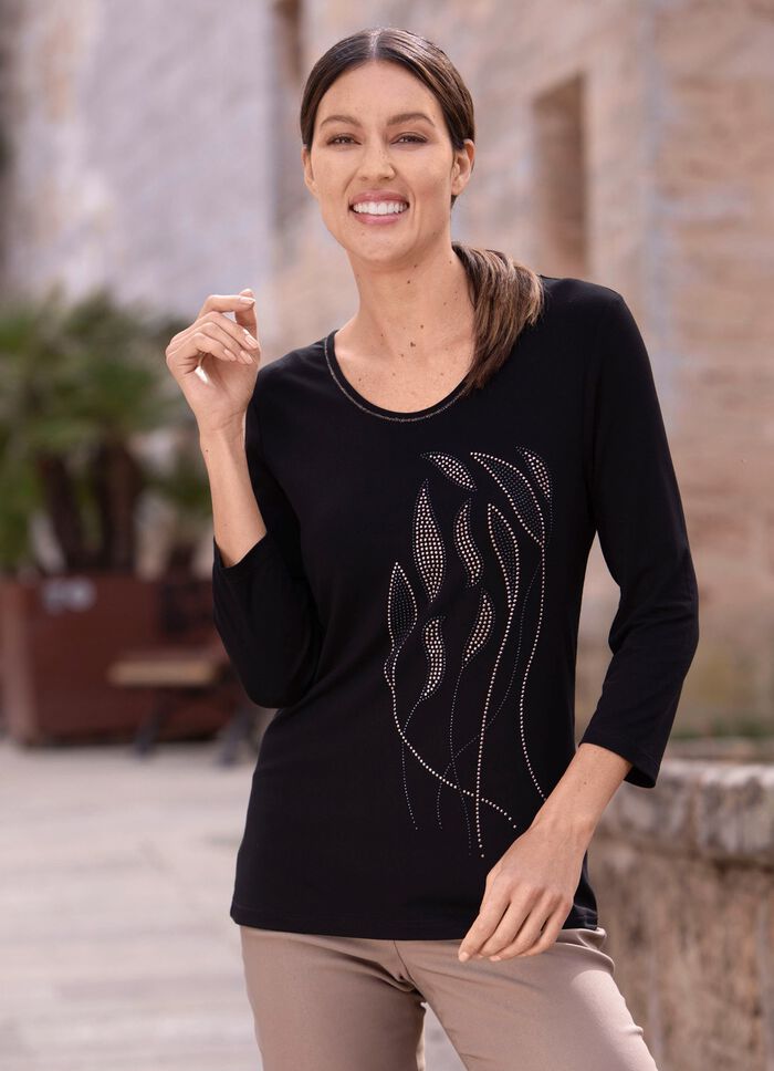 Shirt met 3/4-mouwen ZWART