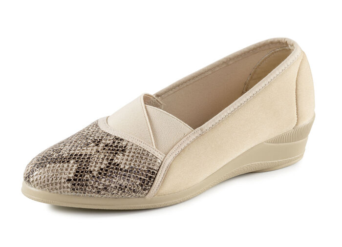 Slippers gemaakt van elastisch textielmateriaal BEIGE-BRAUN