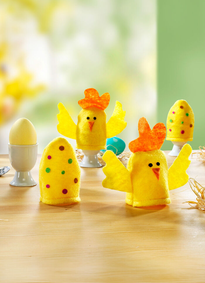 Originele eierwarmers van textielmateriaal, set van 4 