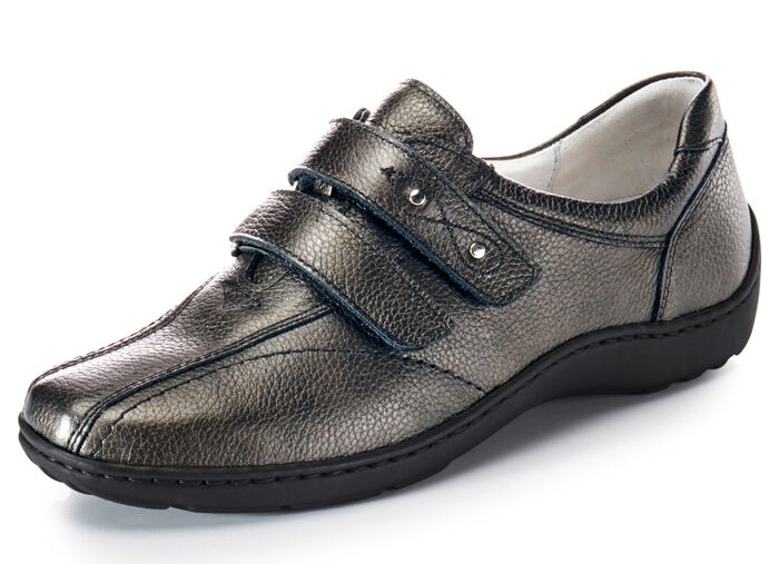 Waldl&auml;ufer, comfortabele damespantoffels, breedte H, met uitneembaar voetbed OUDZILVER