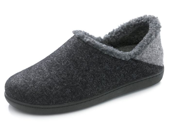 Pantoffels van wolvilt met uitneembaar voetbed GRIJS