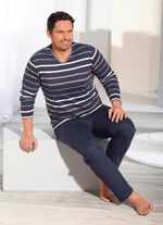 Pyjama met V-hals en garengeverfd gestreept dessin 